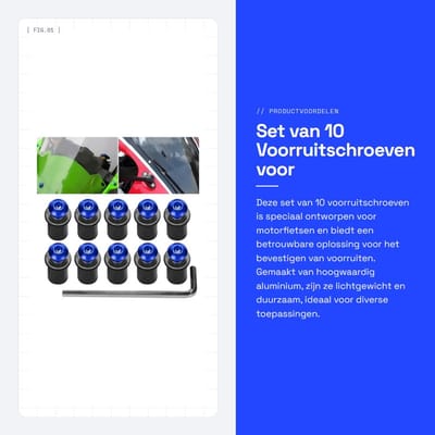 Dailygoods- Voorruitschroeven 10 stuks - Aluminium - Multifunctionele Schroevenset - Motorfiets Accessoires - Kleur: Blauw/Zwart/Rood/Groen/Zilver - Eenvoudige Installatie - Motorfiets Schroeven