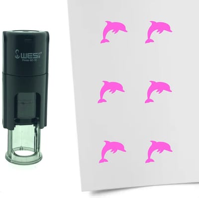 CombiCraft Stempel Dolfijn 10mm rond - Roze inkt