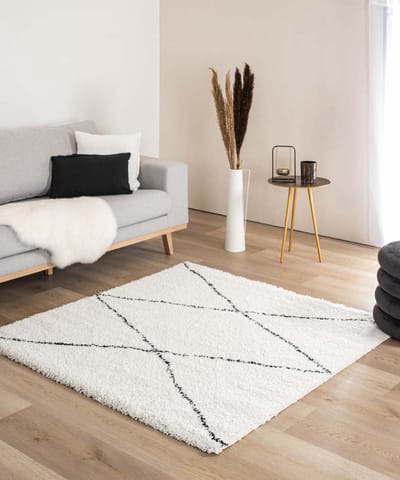 Vierkant berber vloerkleed - Artisan Atla wit/zwart 280x280
