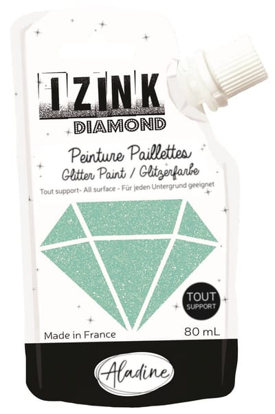 Aladine glitterverf Izink Diamond 80 ml pastelgroen knutselverf.