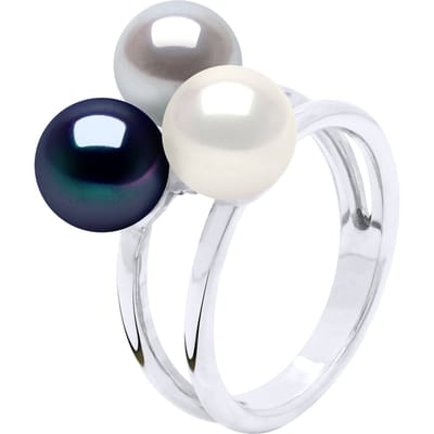 Ring Trilogie Bulk - 3 Echte Cultured Zoetwater Parel Ronde 7-8 mm