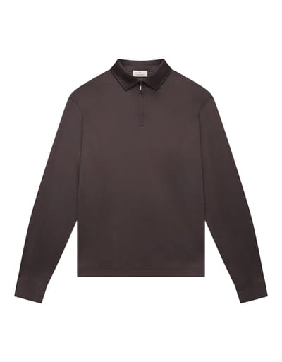 Valenza Supima Polo Zip Collar L/s Polos Donkerbruin 1172