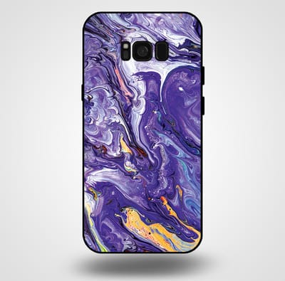 Smartphonica Telefoonhoesje voor Samsung Galaxy S8 met marmer opdruk - TPU backcover case marble design - Goud Paars geschikt voor Samsung Galaxy S8