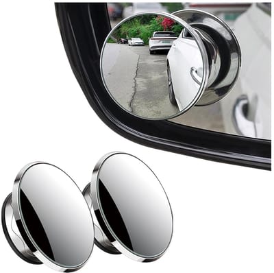 Dailygoods- Dode Hoekspiegel 360 Graden Verstelbaar - Zuignap Spiegel - Groothoek - 2 Stuks - HD-Glas - Zwart/Wit/Zilver