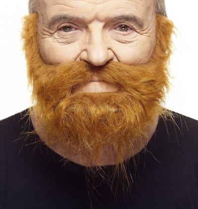 Partychimp Dwergen/Kabouter/Tovenaar Baard met Snor Zelfklevend Plaksnor voor Carnaval Verkleedaccessoire - Rood/Bruin - Imitatiebont