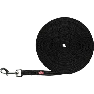 Trixie Tracking leash rubberised S-M: 10 m/15 mm Zwart