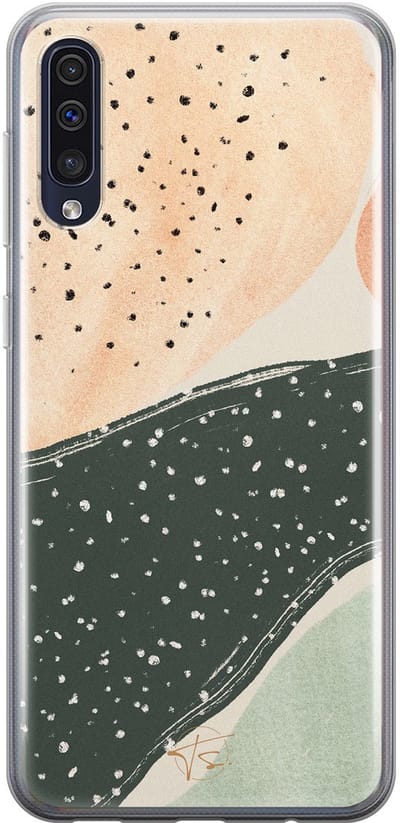 Hoesje geschikt voor Samsung Galaxy A50 - Abstract peach - Soft Case - TPU - Print - Multi - Mooie Telefoonhoesjes