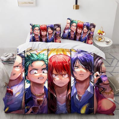 Nieuwe Anime My Hero Academy Beddengoed Set Anime Personages Dekbedovertrek 3D Cartoon Polyester Dekbedovertrek Queen King Size Kinderen Jongens 200x200cm 3pcs