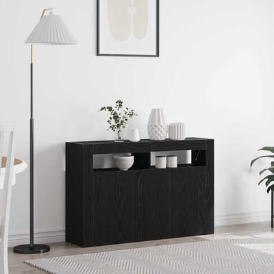 vidaXL - Dressoir - Zwart - Eiken - 116 - x - 30 - x - 75 - cm - Bewerkt - hout