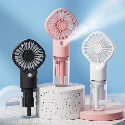 Handventilator - 3 stuks - Ventilator Met Waternevel - Draagbare mini-ventilator - 4 windsnelheden - Oplaadbaar -Draagbare ventilator bureau - USB Ventilator - Draadloos - Spray - Ideal for Travel, Camping, Outdoor, Home, Office,Commute