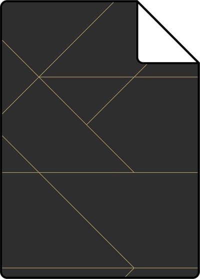 Proefstaal ESTAhome behang grafische lijnen zwart en goud - 53 cm x 10.05 m - 139144-S