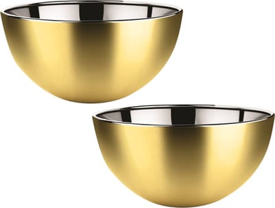 Svenska Living Salade/voedsel serveer schaal - 2x - mat goud - RVS - D29 x H14 cm - Serveerschalen