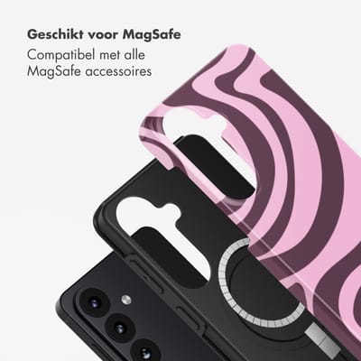 Selencia Vivid Backcover met MagSafe voor de Samsung Galaxy S26 Plus - Wavy Swirl Pink Plum