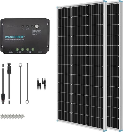200W Zonne-installatie voor Eilandinstallatie - Compleet Zonnepaneel Set met Laadregelaar en Kabels