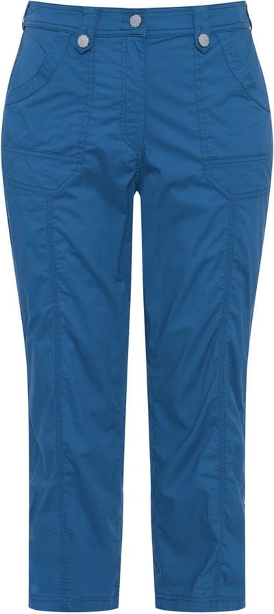 Ulla Popken - Dames - 7/8-cargohose oprolbandje voor broekspijp - Denim blauw - Maat 62
