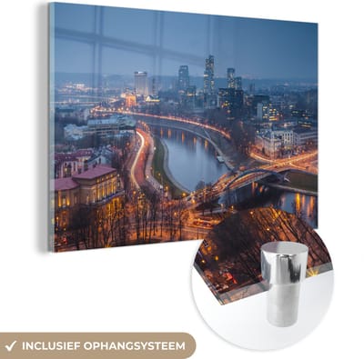 ® Glasschilderij 180x120 cm - Schilderij acrylglas - Vilnius de hoofdstad van Litouwen - Foto op glas - Muurdecoratie woonkamer - Wanddecoratie slaapkamer - Schilderijen