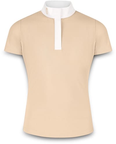 Kentucky Horsewear - Wedstrijdshirt Tokyo – Meisjes – Korte Mouw – Beige – Maat 150 – Ademend & Elastisch