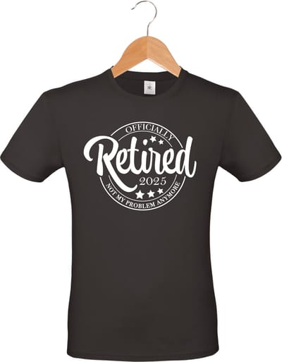 mijncadeautje - T-shirt unisex - zwart - pensioen - verjaardag - feestje - cadeautje - Officially Retired - 2025 - maat S