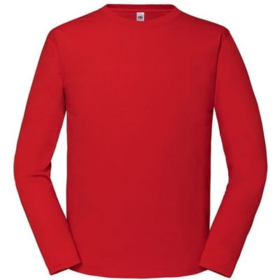 Fruit of the Loom Heren Iconic 195 Premium Ringspun Cotton T-shirt met lange mouwen (Rood)