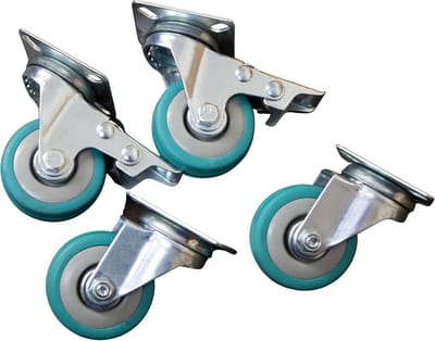 Set Meubelwielen - Zwenkwielen Geruisloos - Meubelbouw Verplaatsen - 2 Geremd 2 Ongeremd - 6x6x7cm Plaat - Grijs