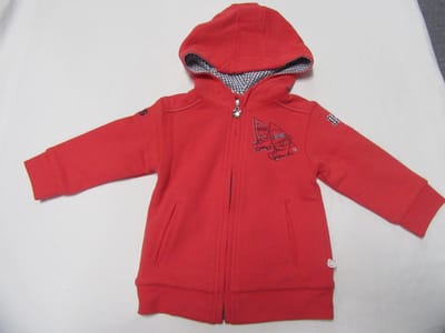noukie's , unie , gilet met kap en rits , rood , 1 jaar 12 maand , 80