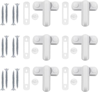 Set van 6 ABS Raamprotectors met 12 Schroeven voor Kindveiligheid en Gezinsveiligheid, Wit