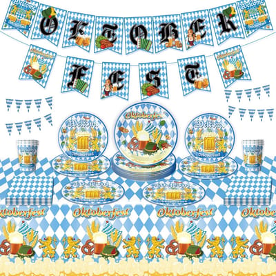 Dailygoods- Decoratieset Compleet 53 Stuks - Bierthema - Slinger - Tafelkleed - Vlaggetjes - Feestartikelen voor Oktoberfest