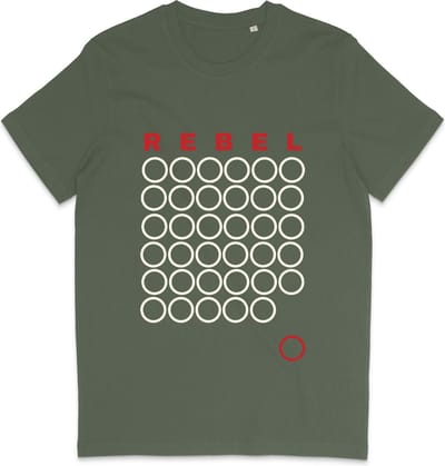Heren en Dames T Shirt - Grafisch Ontwerp Rebel - Khaki Groen - XS