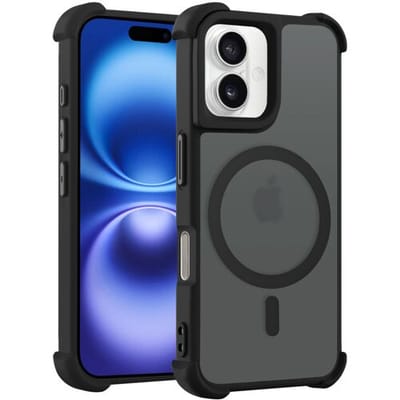 Coverzs matte Shock case met MagSafe geschikt voor iPhone 16 Plus (zwart) - shockbestendig, MagSafe, premium bescherming, duurzaam