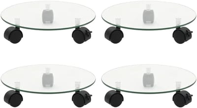 Plantrollers 4 stuks - Bloemen Trolleys - Potten Verplaatsen - Gehard Glas - 28 cm Rond