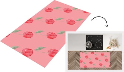 Keukenloper - Loper keuken - Kers - Roze - Waterverf - 120x60 cm - Keukenloper vinyl