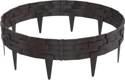 5 Stuks Grasrand Kunststof in Steenbaksteenlook [totale lengte 5m], 100x20cm PP Palissades met Bevestigingsnagels, Weerbestendig Modulaire Tuinomranding, Bruin Borderrand voor Tuin, Maairand en Hekken, NAIZY