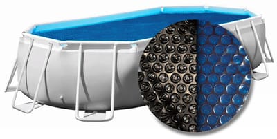 W'eau solar cover ovaal - 610 x 370 cm (zeilmaat 604 x 364) - Zwart/Blauw