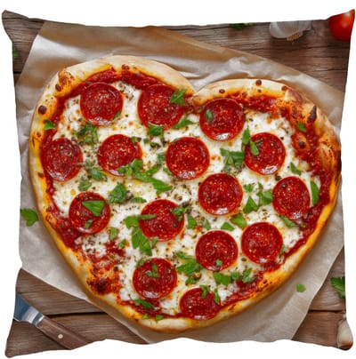 Sierkussens - Kussentjes Woonkamer - 50x50 cm - Pizza - Hart - Pepperoni - Tomaat