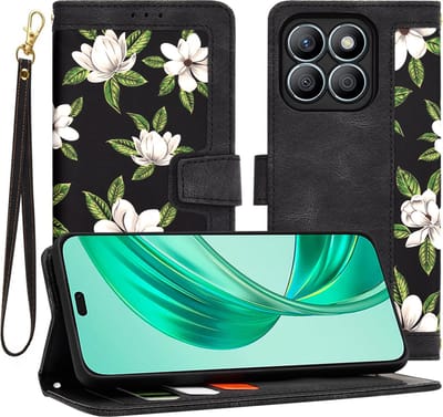 Hoesje geschikt voor HONOR X8b - Techsuit FlipCraft Book Wallet Case met koord - Flowers of the Dawn