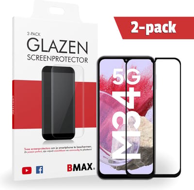 2-pack BMAX Screenprotector geschikt voor Samsung M34 5G - Full Cover gehard glas - Samsung screenprotectors - Telefoonaccessoires - Telefonie & Accessoires - Beschermglas - Glas screenprotectors - Zwart