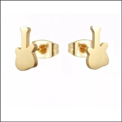 Aramat Jewels - Gitaar oorbellen - Stalen oorbellen - Goudkleur design