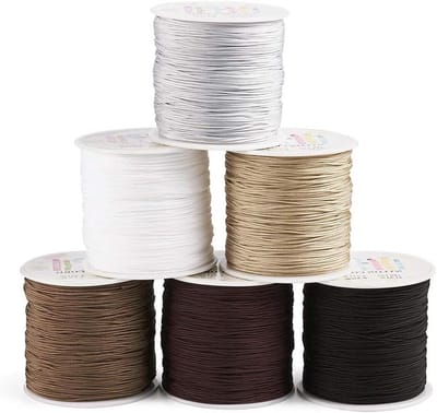 Dailygoods- Kralen Draad 0,8 mm - 6 Rollen x 100 Yards - Nylon Knoopkoord - Macramé/Touwkoord - Sieraden Maken - Hoogwaardig Materiaal