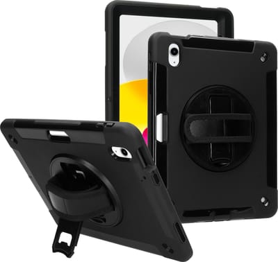 Mobiparts Tablethoes geschikt voor Apple iPad 10 (2022) Hardcase Backcover | Mobiparts Armor | Schokbestendig iPad 10 (2022) Telefoonhoesje | Anti Shock Proof + Standaard - Zwart