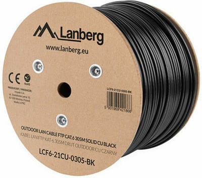 Stevige FTP-netwerkkabel categorie 6 Lanberg LCF6-21CU-0305-BK 305 m Zwart