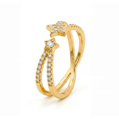 Luxenter Brilliant Metal en Zirconia Legering Ring afgewerkt in 18 karaats geelgoud - Helmsu