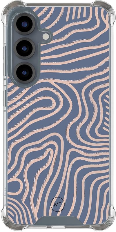 Hoesje (shockproof) geschikt voor Samsung Galaxy S25 - Flowing lines - Extra sterke case - TPU/polycarbonaat - Print - Paars, Transparant