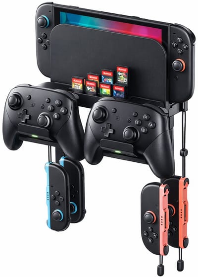 Igoods Muurbeugel voor Nintendo Switch - Wandhouder voor Nintendo Switch 2 - Nintendo Switch Oled - Houder - Wandbevestiging - Inclusief 2 Haken - Nintendo Switch Organizer - Zwart