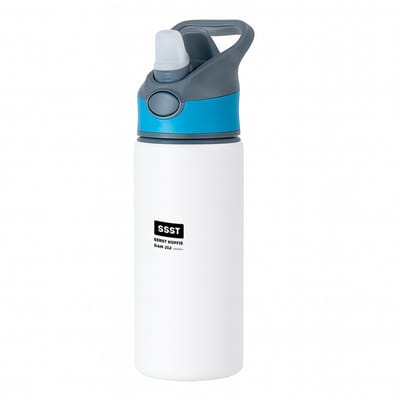 Hacebo® - ssst eerst koffie dan jij misschien waterfles met rietje blauw - Quotes - mensen die houden van quotes - koffie liefhebbers - quotes - verjaardagscadeau - verjaardag - cadeau - kado - geschenk - gift - water fles - 650ML