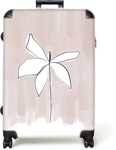 NoBoringSuitcases.com® - Koffer groot - Reiskoffer lichtgewicht - Kunst - Abstract - Roze - Bloem - Rolkoffer met 4 wielen - Grote trolley XL - 98 liter bagage