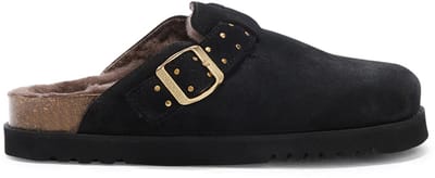 Klomp Scholl Women Benny Suede Fur Black-Schoenmaat 42