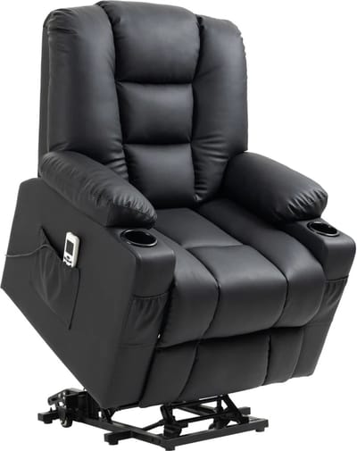 Massagestoel - Relaxfauteuil - Zetel - Sta op stoel elektrisch - Stof - 1 persoons - Met armleuning - Zeer comfortabel - Elektrisch - Zwart