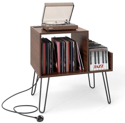 Platenspelermeubel - LP-kast - Platenspelerkast - Draaitafelstandaard - Platenspelerstandaard - Vintage Displayplank - Bruin