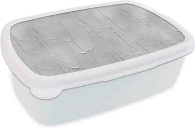 Broodtrommel Wit - Lunchbox - Brooddoos - Verf - Patronen - Grijs - 18x12x6 cm - Volwassenen