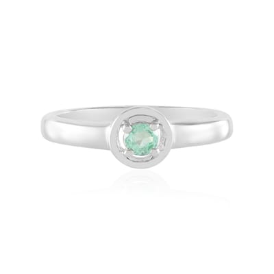 Cavill - Zilveren ring 925 Sterling platina - Ethiopische smaragd 0,143 ct rond geslepen groen - elegante damesring maat 16-21